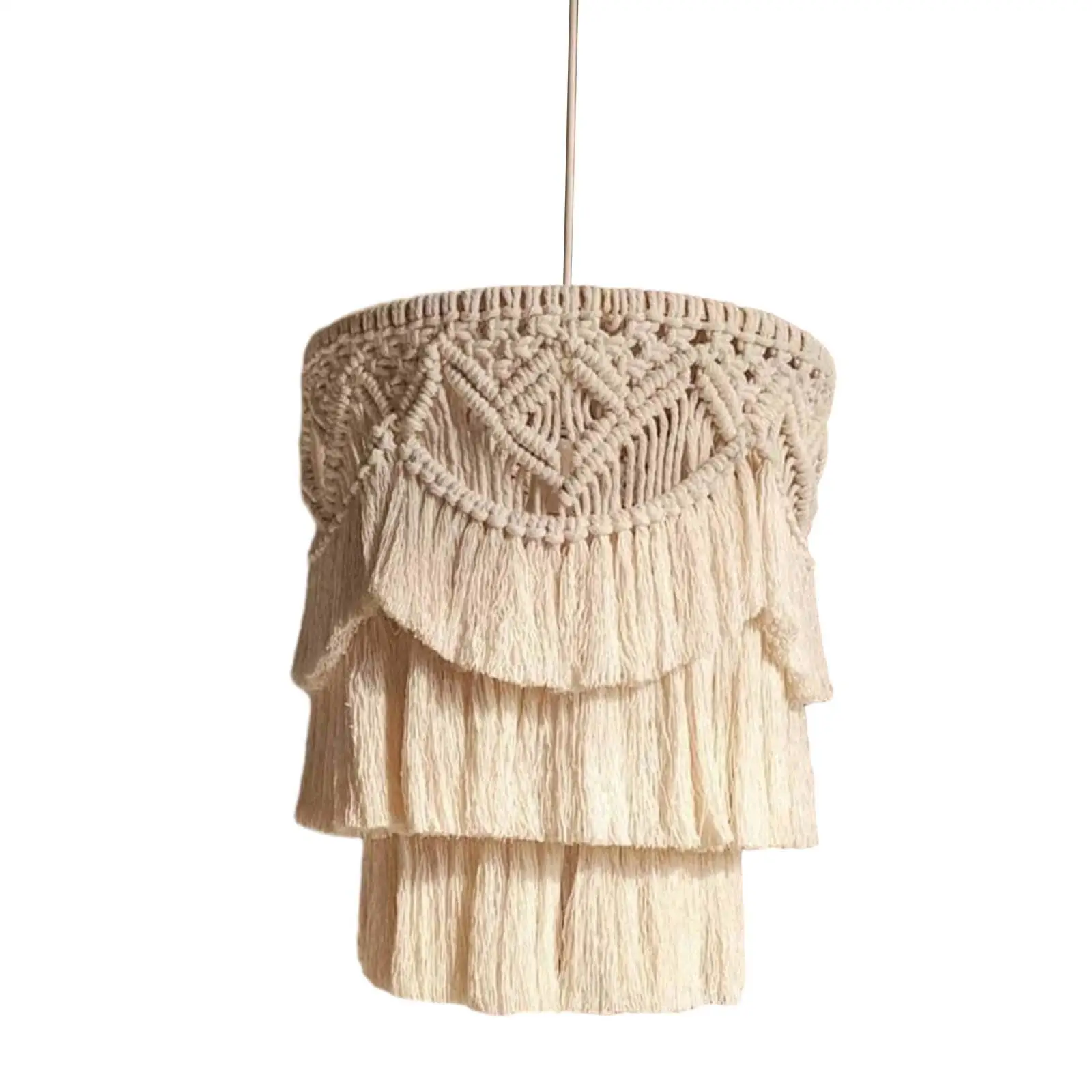 Macrame Lamp Shade Handwoven Durable Rustic Pendant Light Cover for Housewarming Gift Apartment Dining Room Office Restaurant