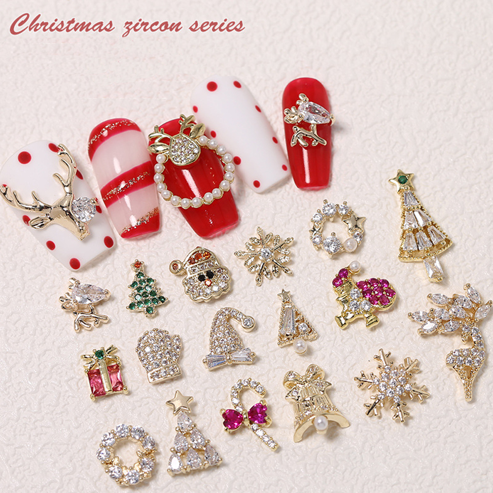 Best of 5pcs Christmas Nail Zircon Charms Luxury Snowman Snowflake Elk Small Bell Tree Nail Gem Ornament New Year Nail Art Accessories Reviews & Tips