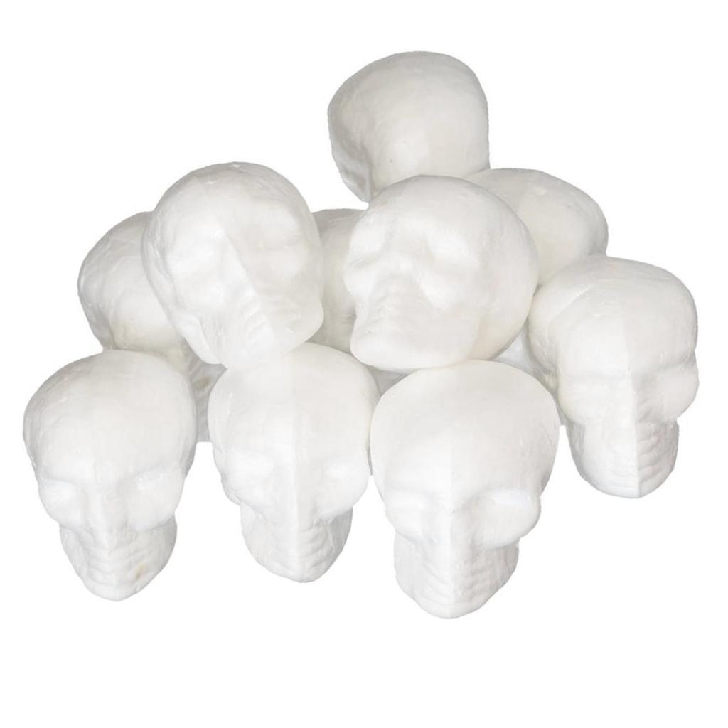 Foam Skull Modeling White 3D Polystyrene Foam Skull Shapes for DIY Easter Halloween Decoration Supplies Gift 5.5