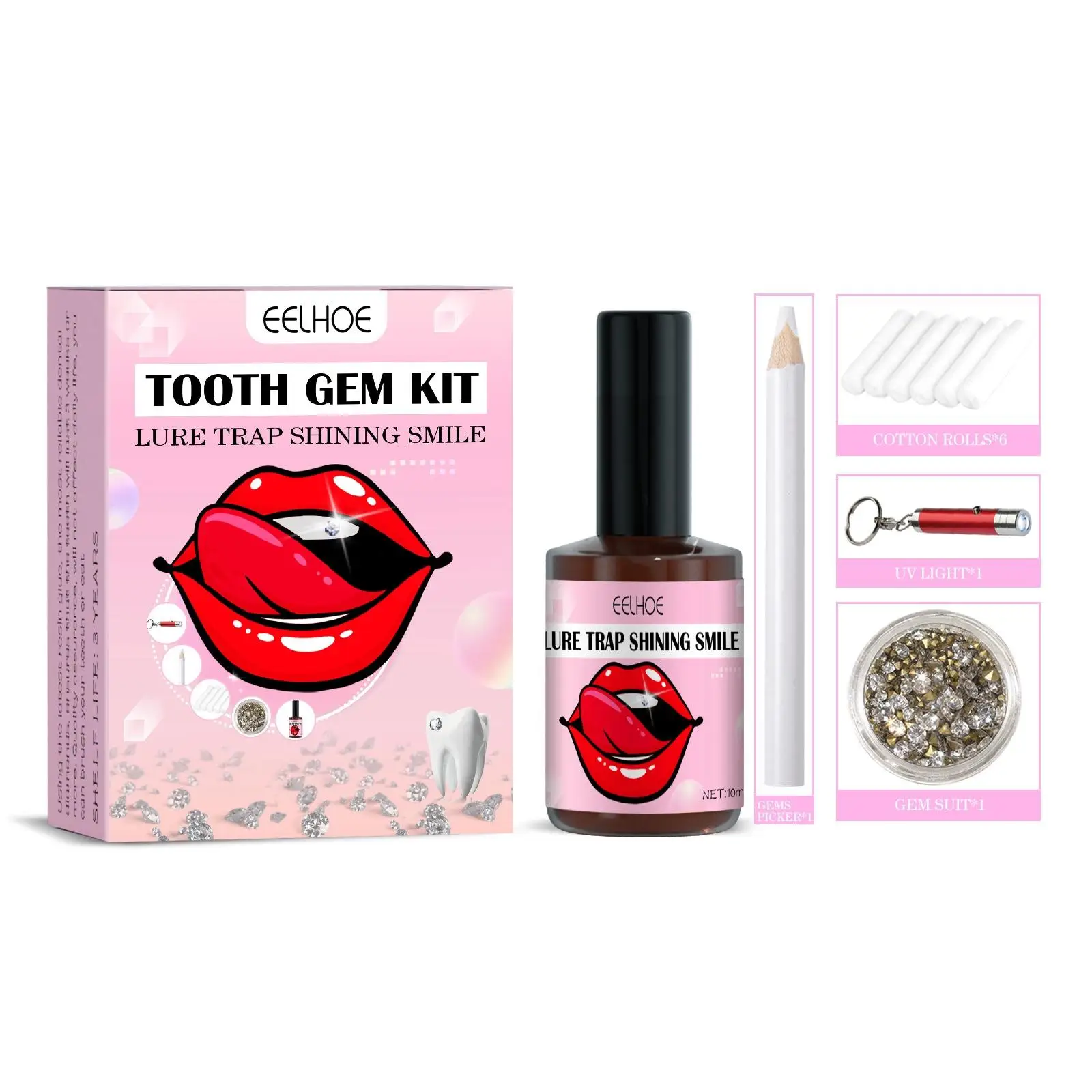 DIY Gems Kit with Glue Light & Gems Oral Ornaments Crystal Set