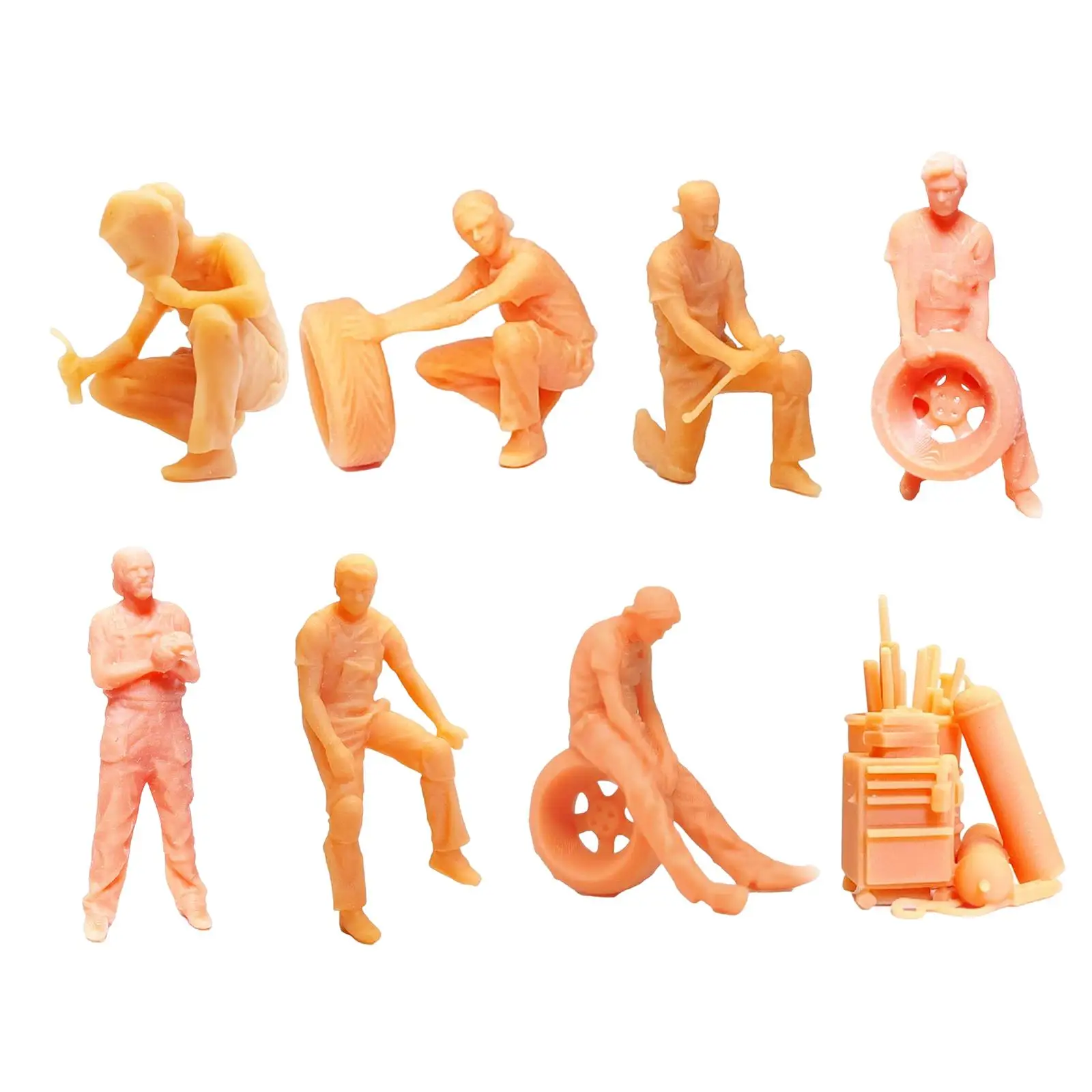 Resin 1/64 Miniature People Figurines Motorcyclist Car Model Figurines Decor
