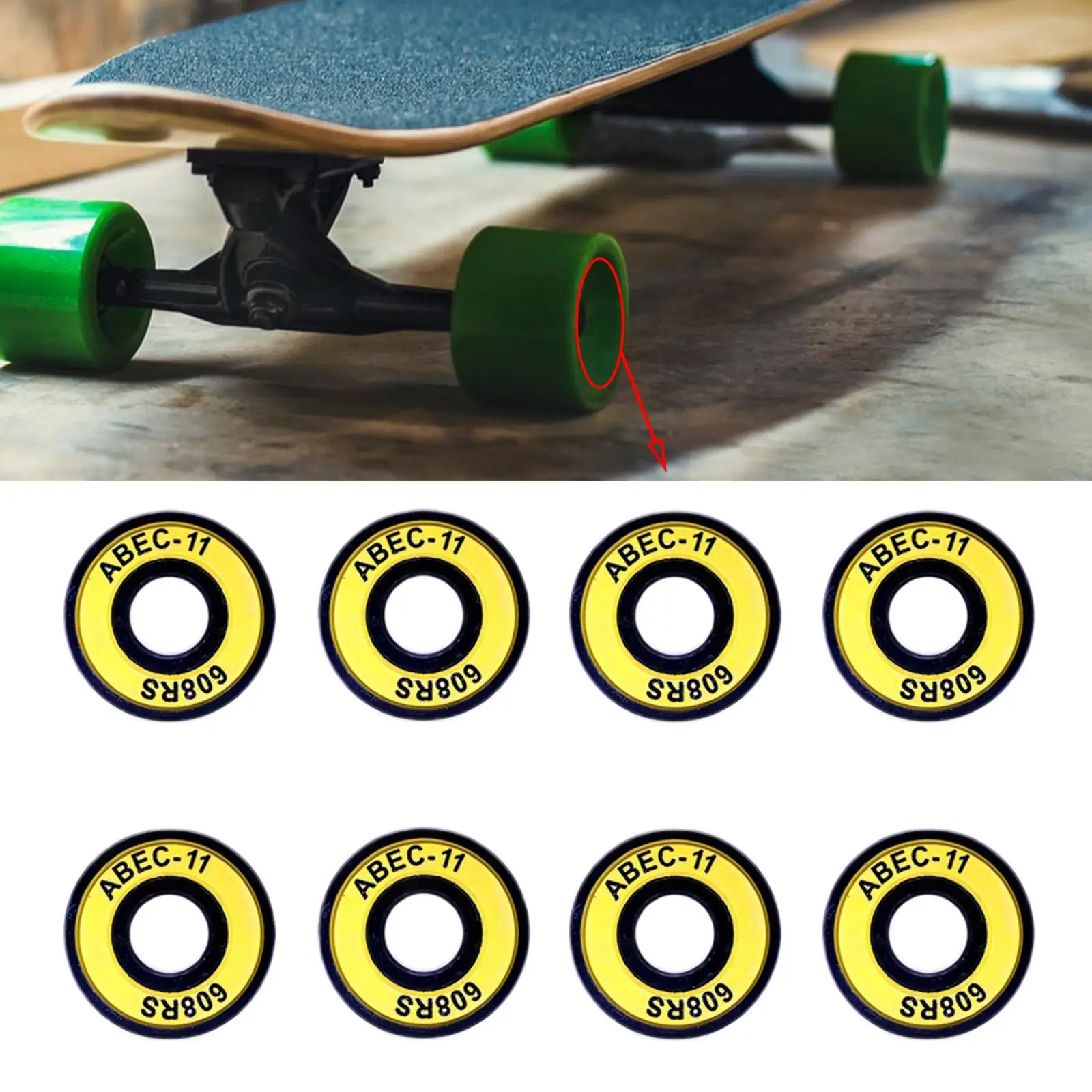 8 Pcs 608-RS Skateboard Bearings High Speed Smooth and Durable, Replace for Longboards, Inline Skates,