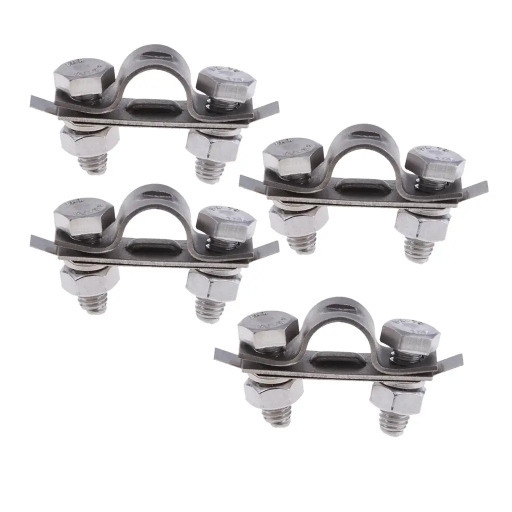 4Pcs Boat Throttle Cable Clamp and Shim  Steel 304 Grade