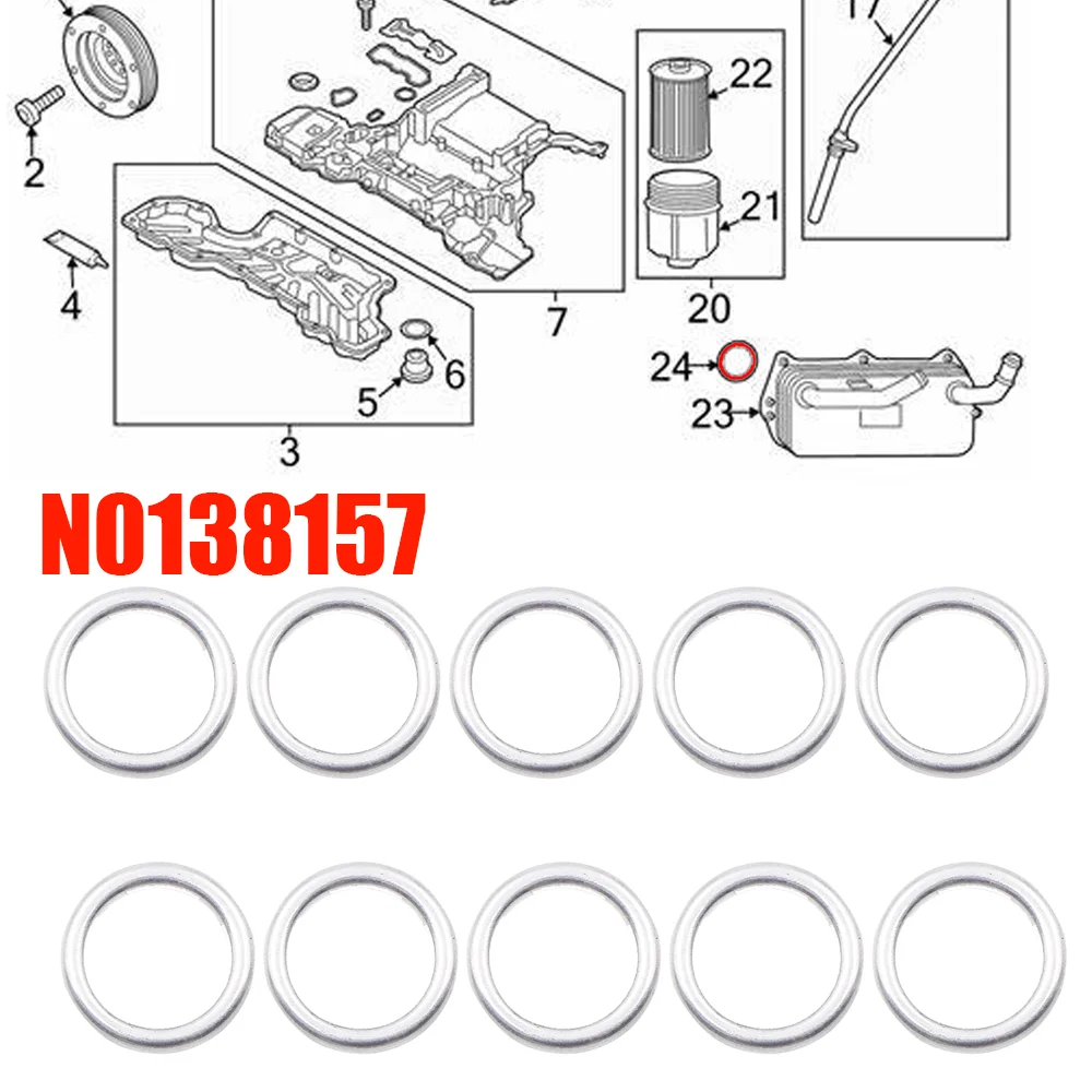 Juego de 10 arandelas de aluminio M14 para drenaje de aceite