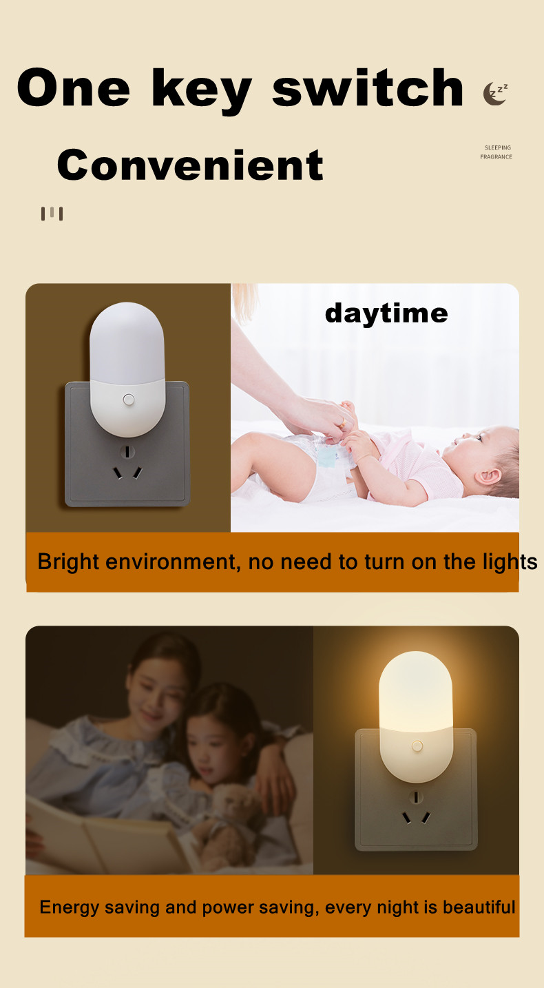 AvvRxx LED Night Light Sensor Lighting Mini EU US Plug Night Light Lamp for Children Room Bedroom Lights Christmas Lighting