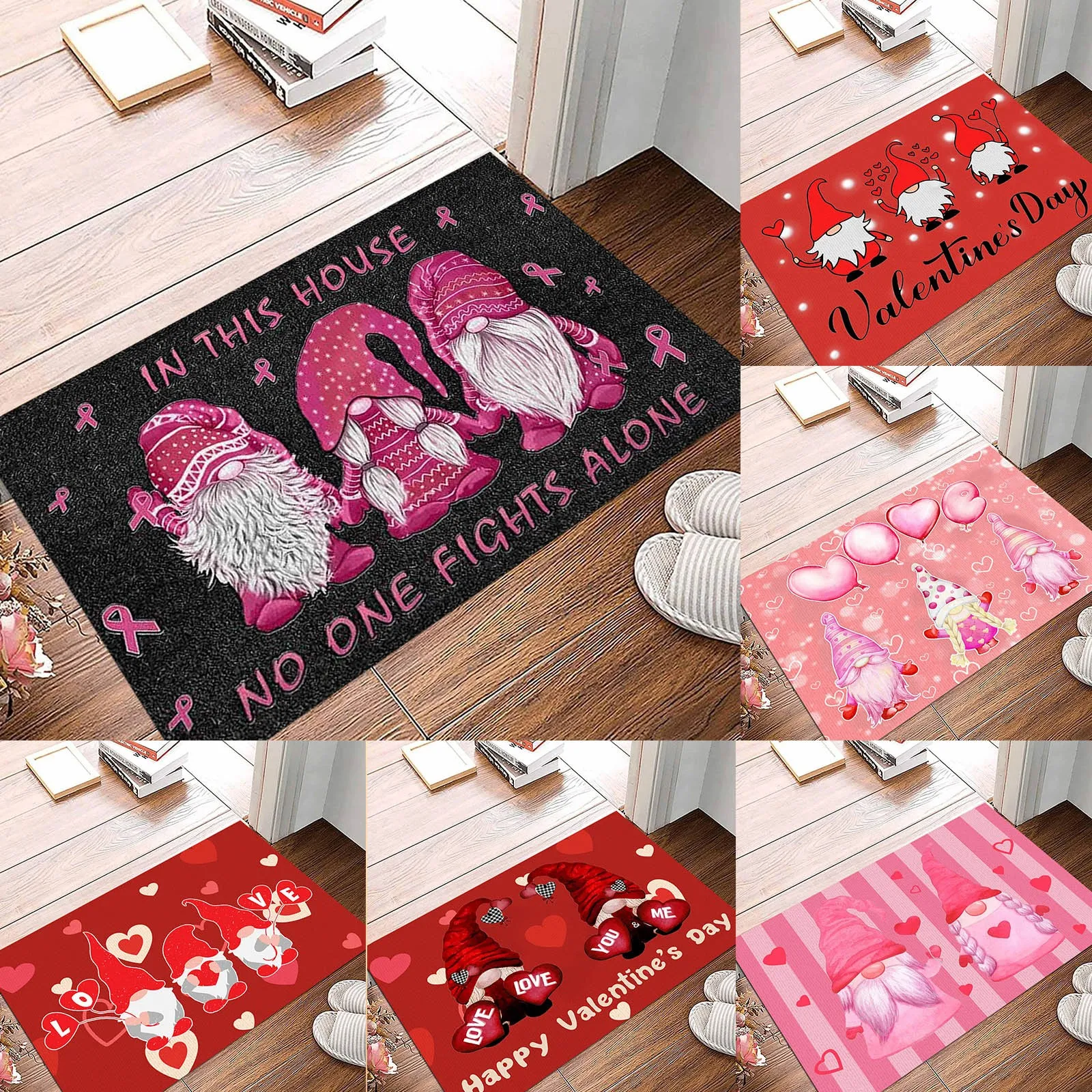 1pc Valentine's Day Carpet Party Home Heart Pattern Ground Mat 