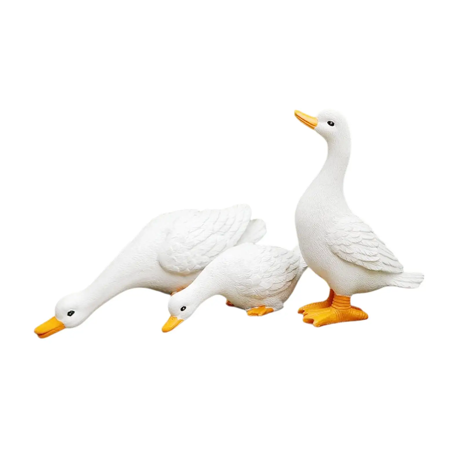 3x Resin Duck Figures Ornaments Yard Decoration for Patio Balcony Courtyard