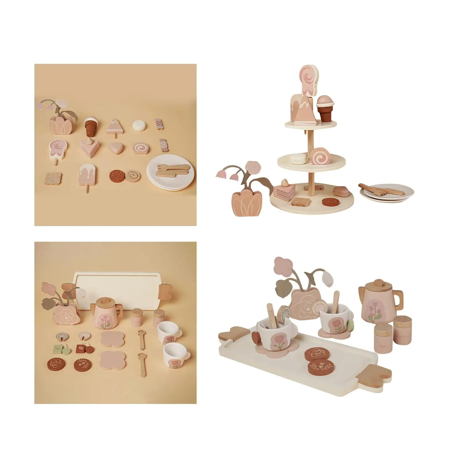 Wooden Little Girls Tea Party Set Mini Kitchen Gifts Toys for Party Favor