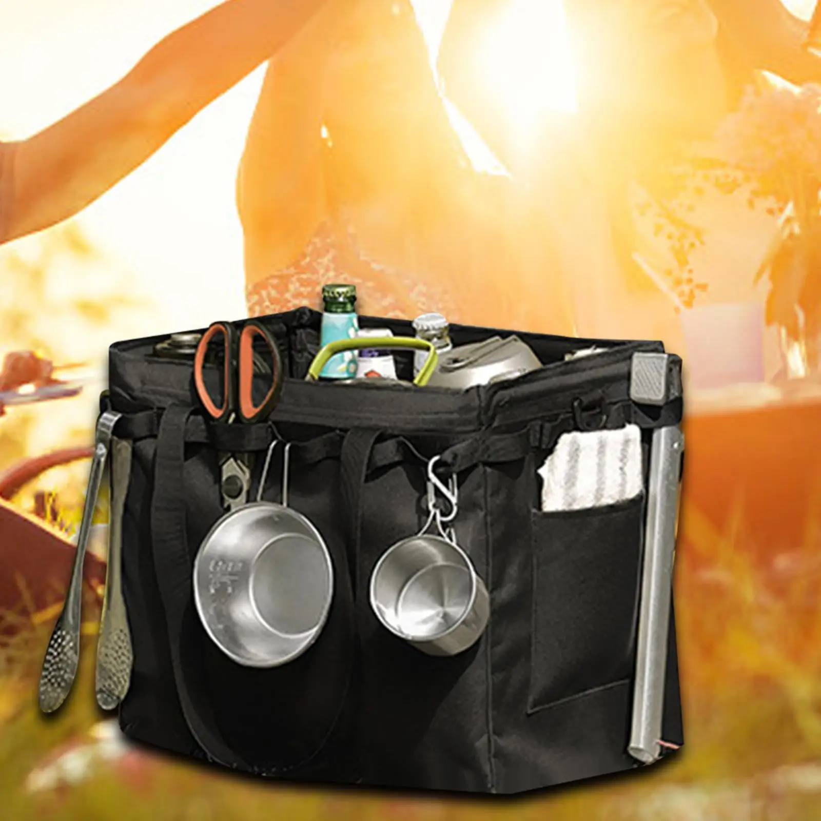 Outdoor Picnic Storage Bag Handbag Travel Garage Trunk Organizer Durable Black Practical Waterproof Large Capacity Multipurpose