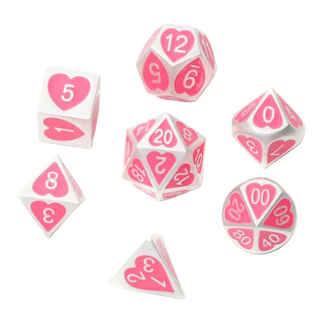 7pcs/set Solid Metal Multi Side Numeral  D8 D10 D12 D20 Board Game Dice Set for  Board Game