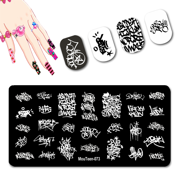 Best of 2022 New Graffiti Pattern Nail Stamping Plates Graffiti Art Stamping Plate Nail Art Templates For Nails Art #073 Reviews & Tips