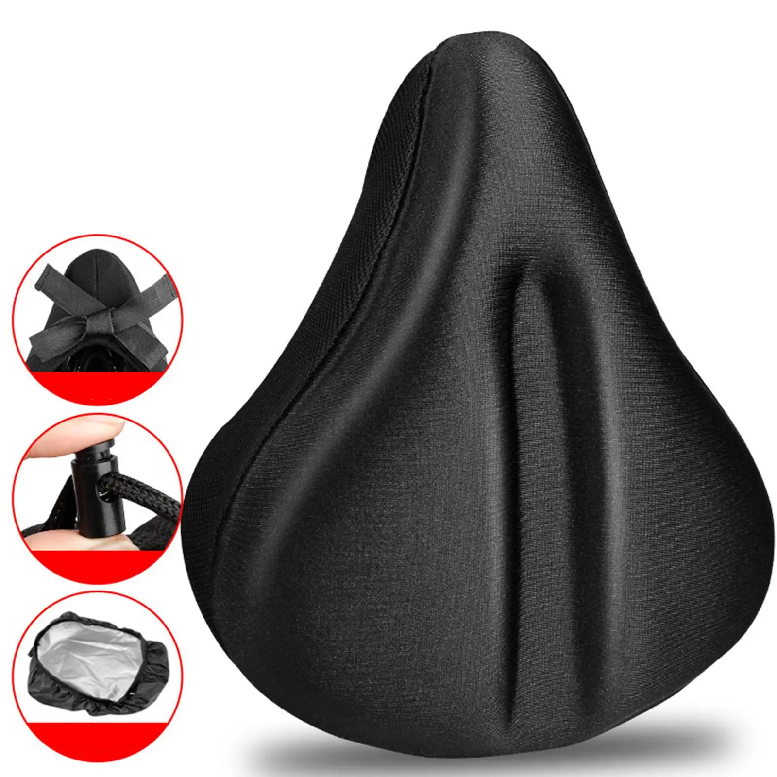 Bicycle Seat Cover Thick Sponge Shockproof Bicycle Cushion Pad for Road Bike Riding Folding Bicycle Outdoor Cycling Women Men