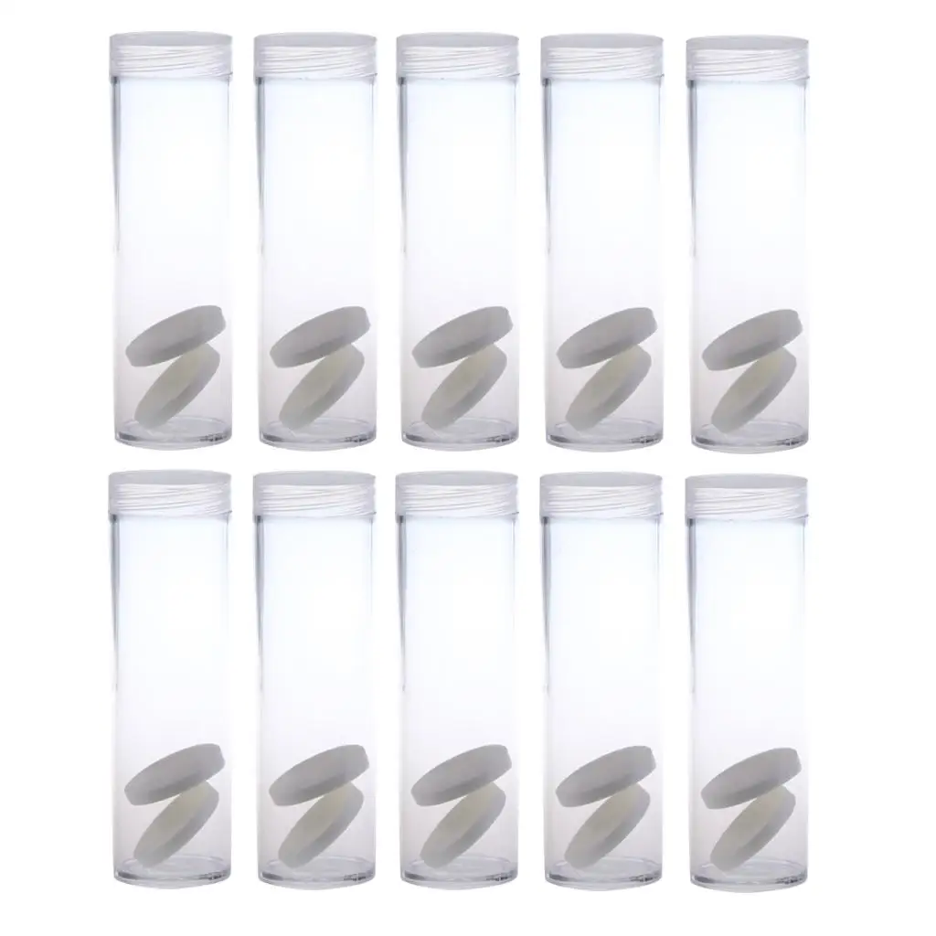 10Pc Plastic 27mm Coins Assorted Storage Sleeves Tubes Organizer Supplies