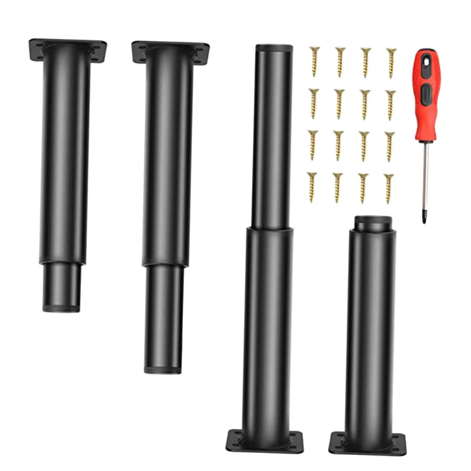 4 Pieces Metal Adjustable Leg for Table Black Adjustable Cabinet Foot Legs for Dressing Table Desks Coffee Table Furniture Sofa