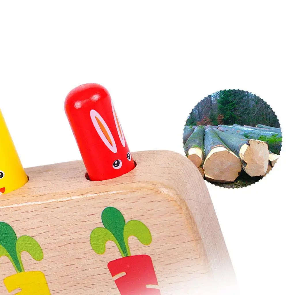 Wooden Sensory Rabbit Jumping  and Release Toy Game Early Educational for 18+ Months 