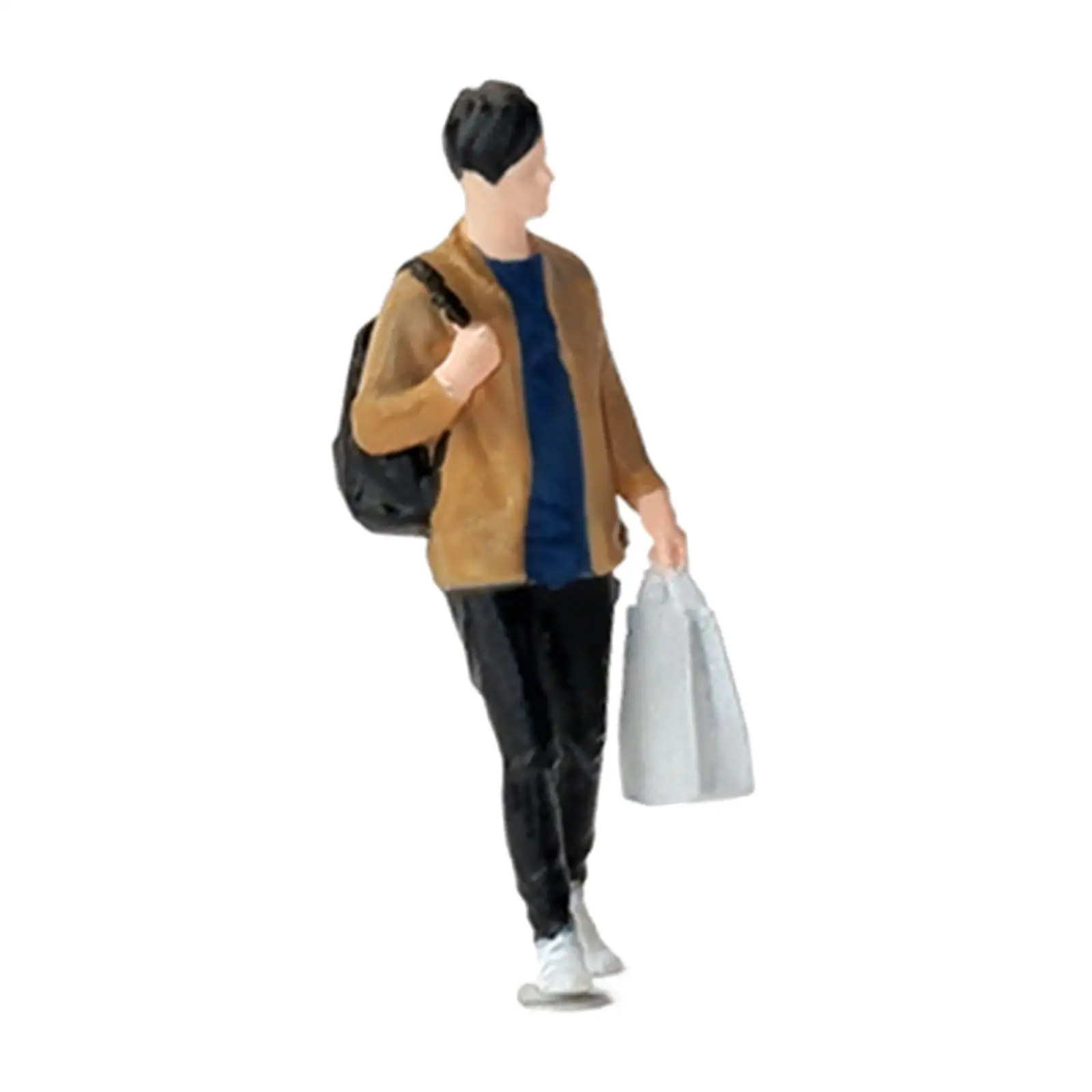 Mini Diorama Street Character Figure Collectibles with Backpack and Lunch Bags Model Trains People Figures for Scenery Landscape