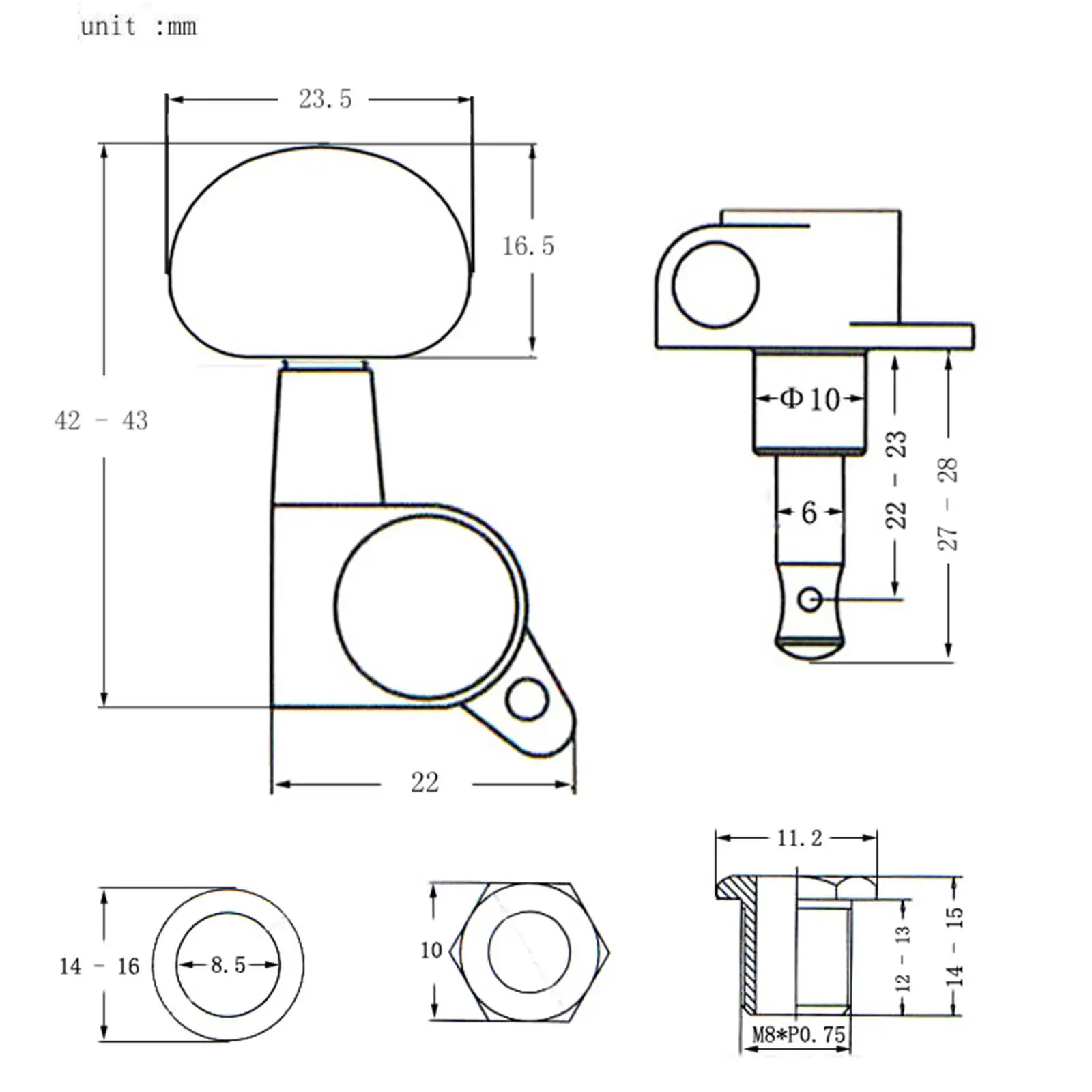 Replacement Guitar Tuning Pegs Closed Knob Enclosed Locking Tuners for Electric Guitar Parts