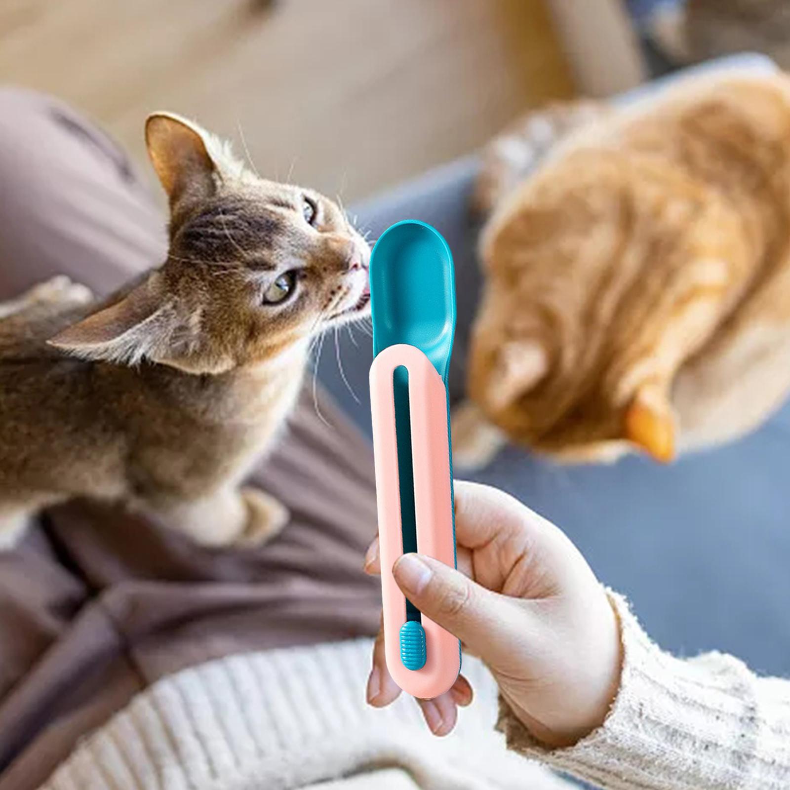 Cat Dog Treats Feeding Spoon Cat Strip Squeezer Puppy Kitty Liquid Food Feeder Plastic Pets Tableware Portable Cat Feeder