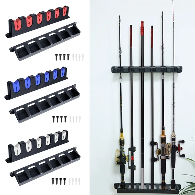 6-Rod Fishing Rod Holders Wall-mounted Pole Rack Horizontal Rod Stand for  Garage Cabin and Basement Fishing Accessories