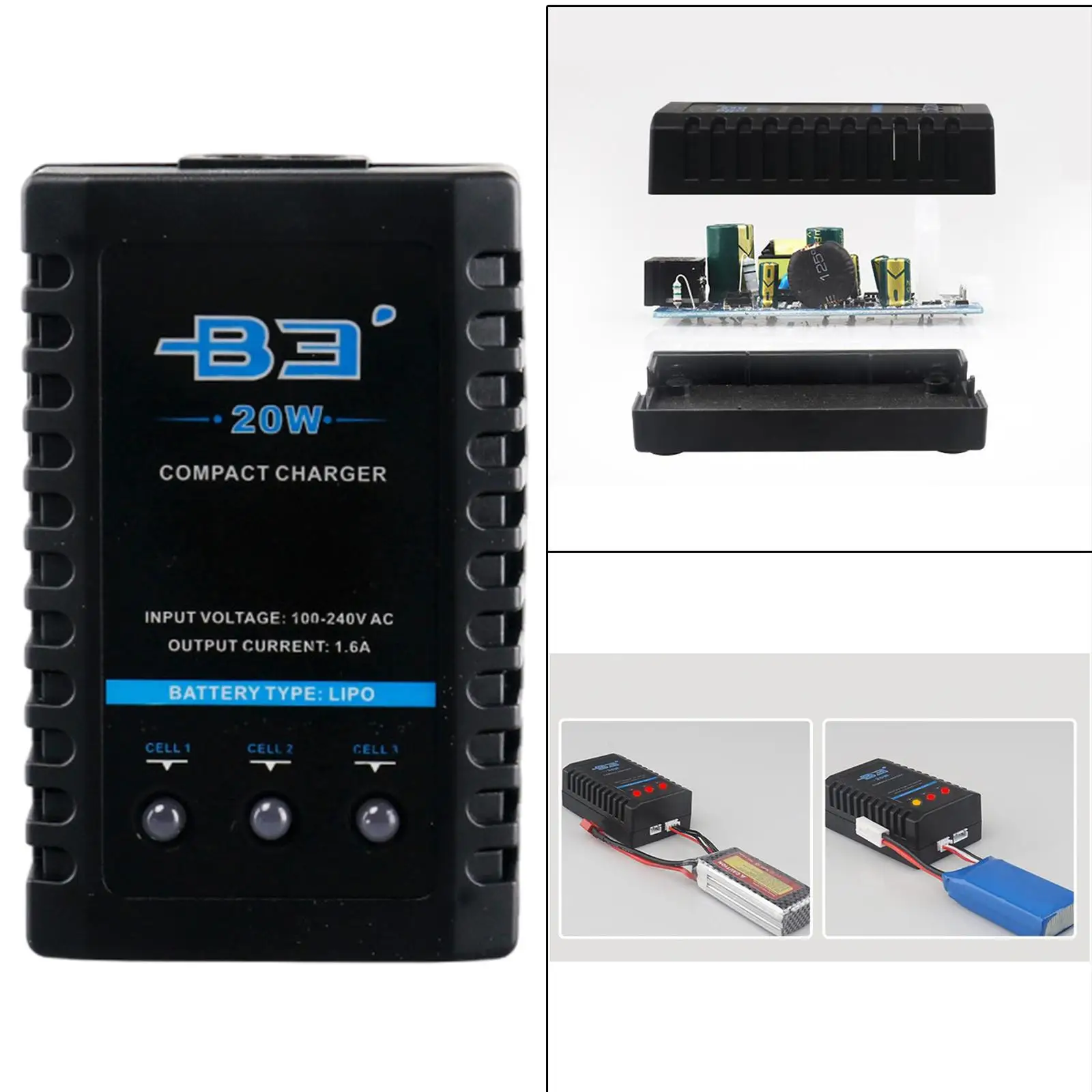 B3 20W Balance Charger for 7.4V 11.1V Lithium Battery Professional Plug-EU