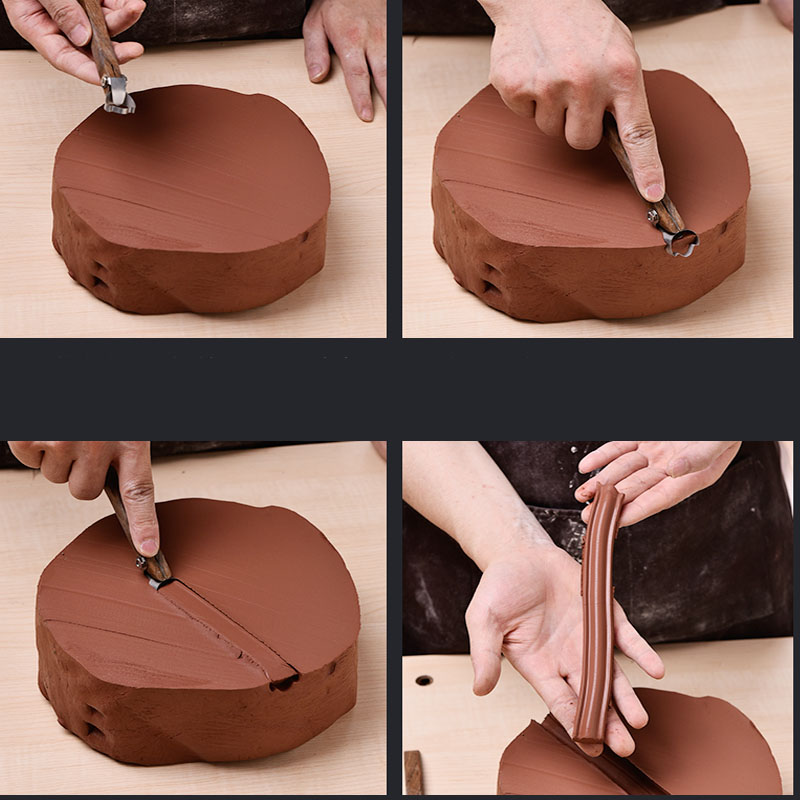 Description Picture 3 of itemCeramic Teapot Handle Scraper Replaceable Knife Head Polymer Clay Trimming Texture Ring Knife Carving Pottery Tool