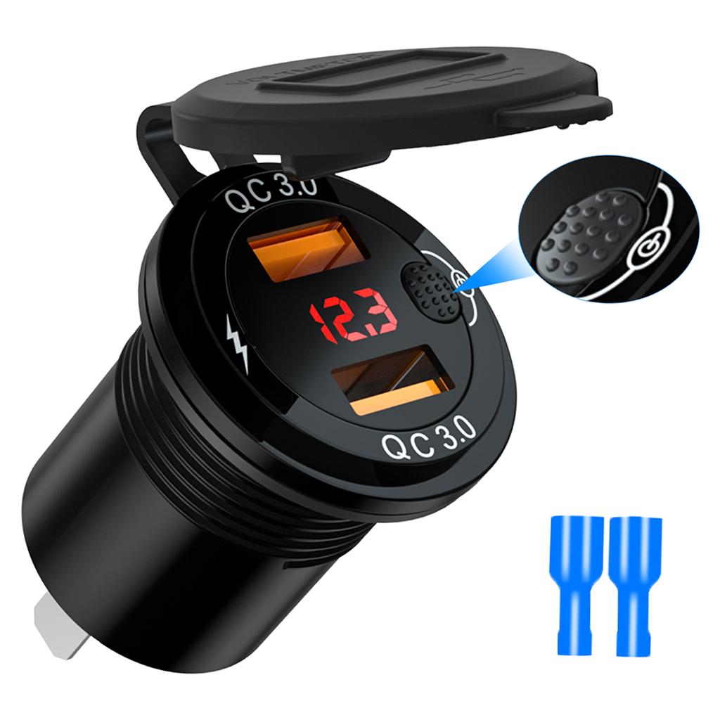 QC 3.0 Dual USB Car Charger  Charge w/  Lighter Adapter for  Truck RV Waterproof