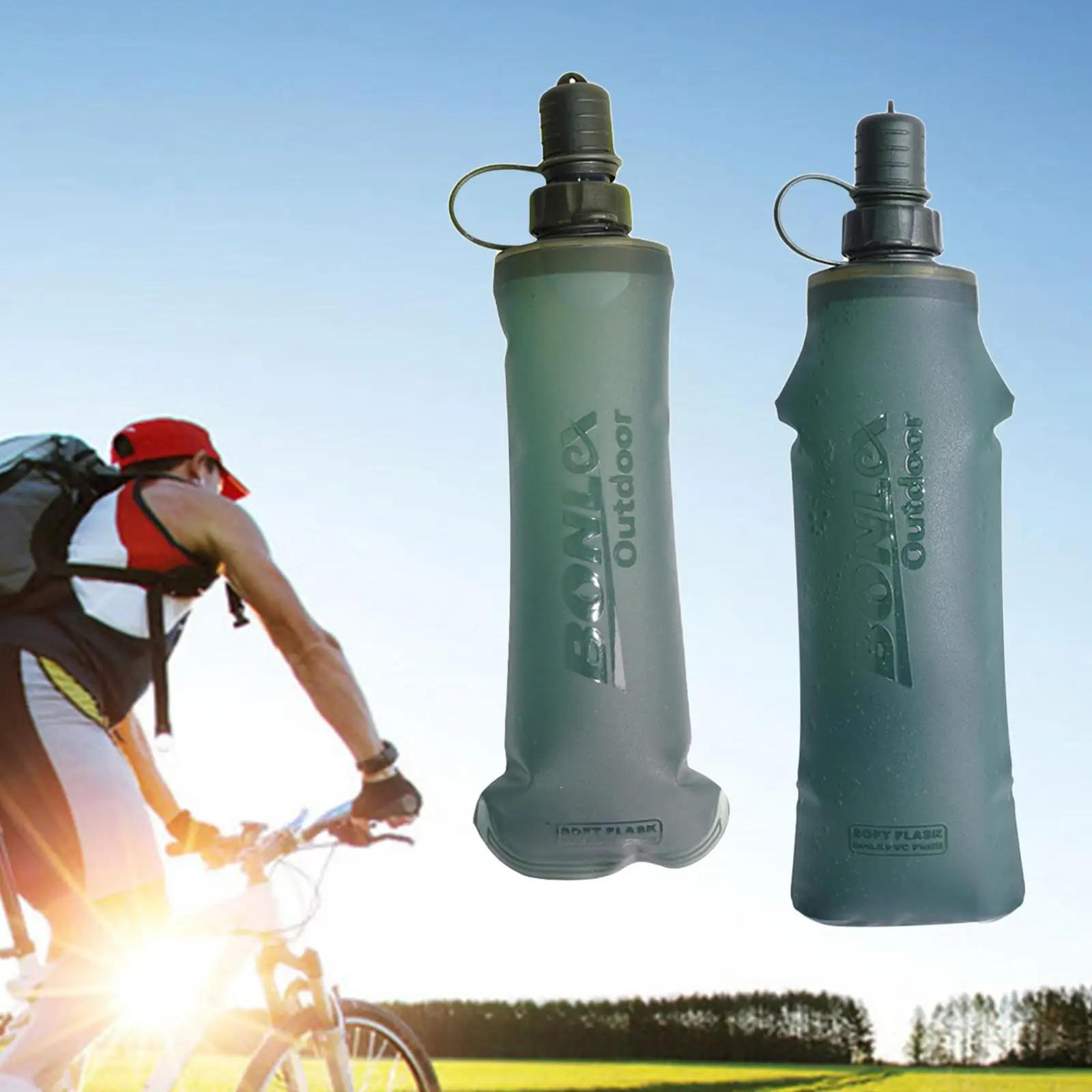 0.25/0.5L  Water Bottle Folding Flask for Camping Sport Cycling