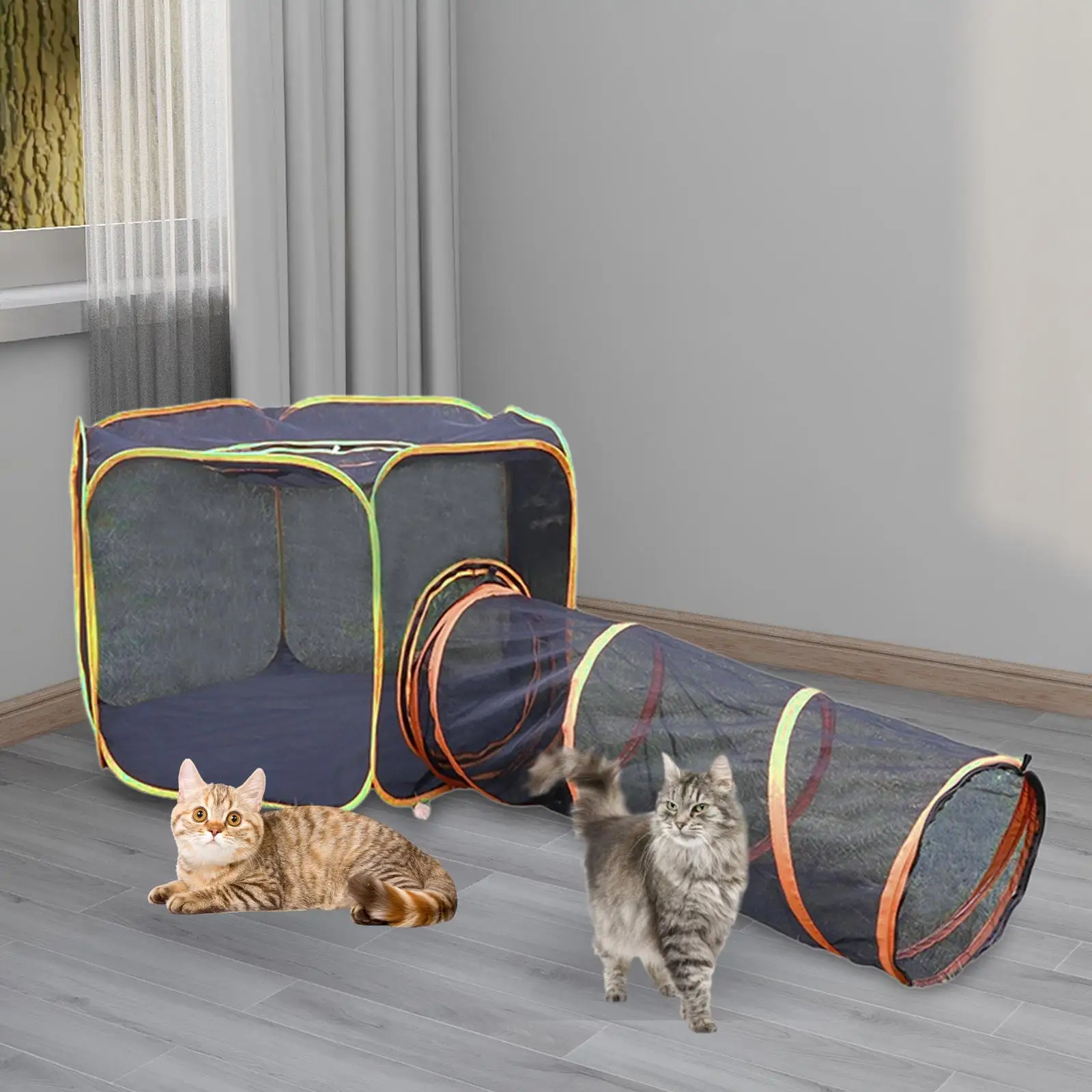Pet Playpen Cats Cube Collapsible Interactive Cat Toys Cat Tent Tunnel Cat Enclosures Playhouse for Kitty Playing Hamsters Puppy