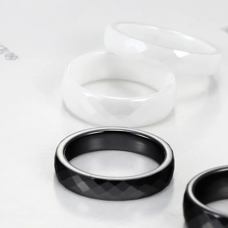 Kolmnsta 4/6 mm rosa Keramikring für Damen, handgeschnitten, hochwertiger Schmuck ohne Kratzer, Unisex-Ringe, allergiefrei, Schwarz, Weiß – Detail 1