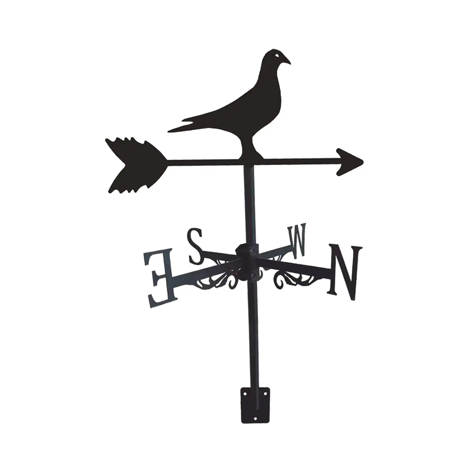 Black Wrought Iron Weathervane Direction Indicator for Courtyard Garden Barn