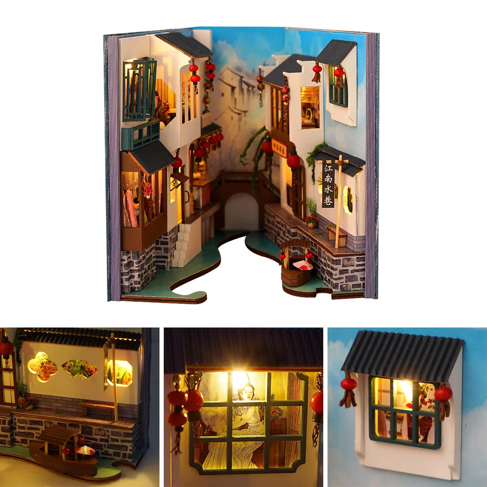 3D LED Light Wooden Miniature Dollhouse Kit for Christmas Gifts