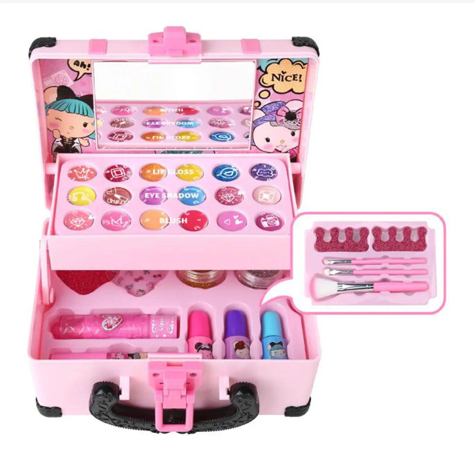Children Makeup Playing Box Pretend Cosmetic Makeup Accessories Vanity Set Girls Toy Pretend Makeup Set for Kids Toddlers Girls