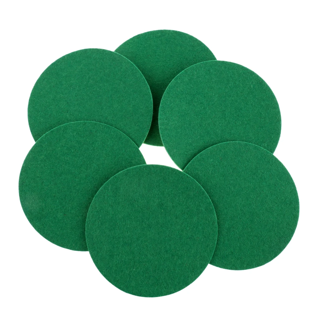 MagiDeal 6 Pieces Air Hockey Table Felt Pushers Replacement Felt Pads Green 94mm