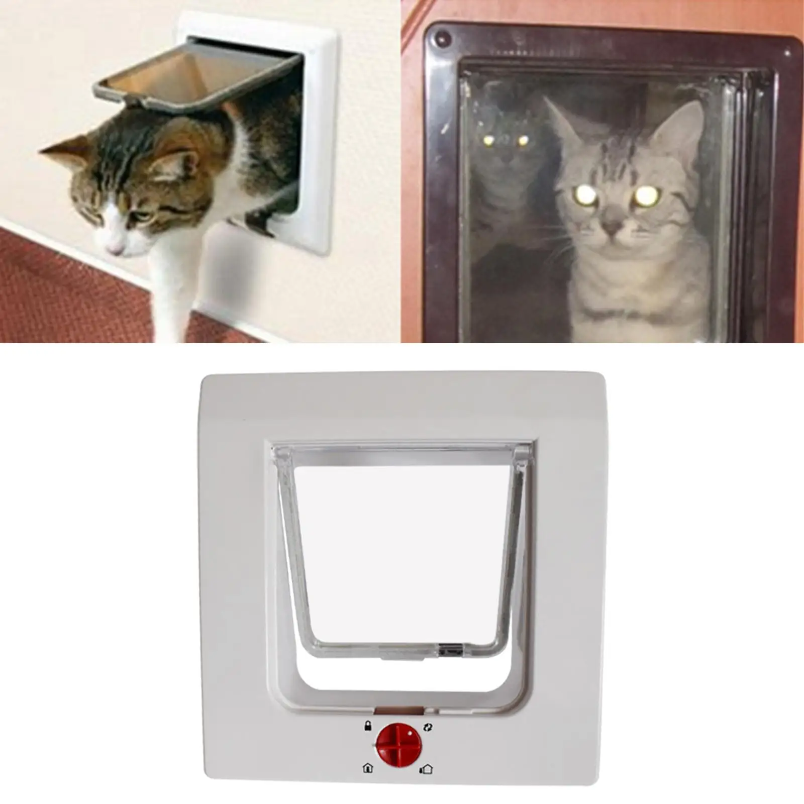 Large Cat Door, 4 Way Locking Cat Flap Door for Interior Exterior, Pet Door, for
