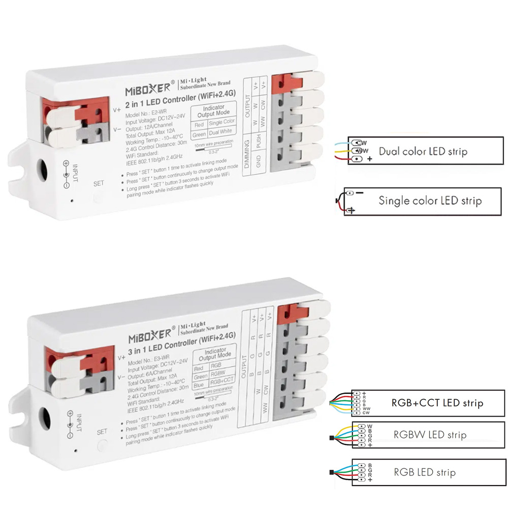 3in 1, DC 12V-24V, 5050 CCT, RGB,