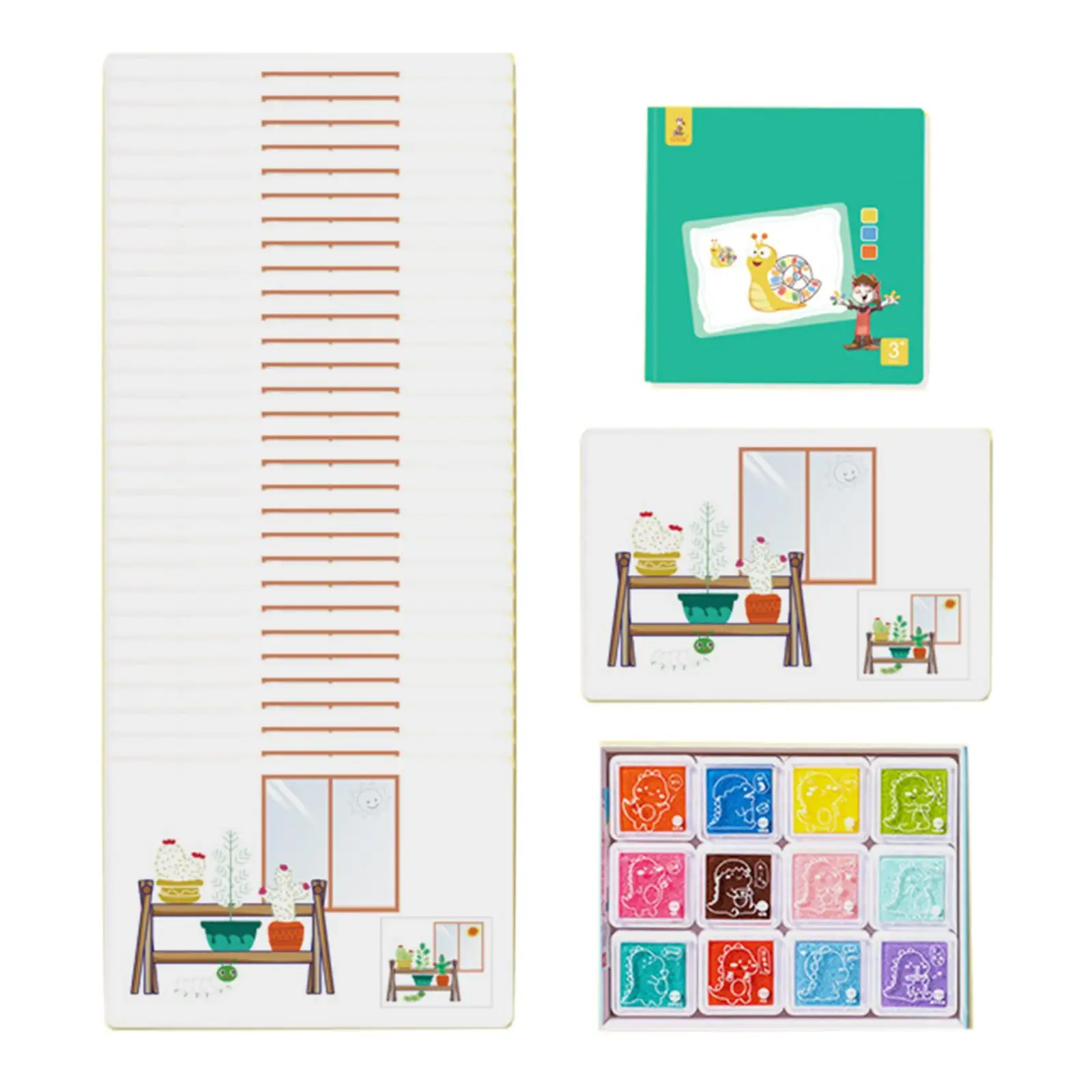 with 12 Colors Ink Pads for Early Learning Kindergarten