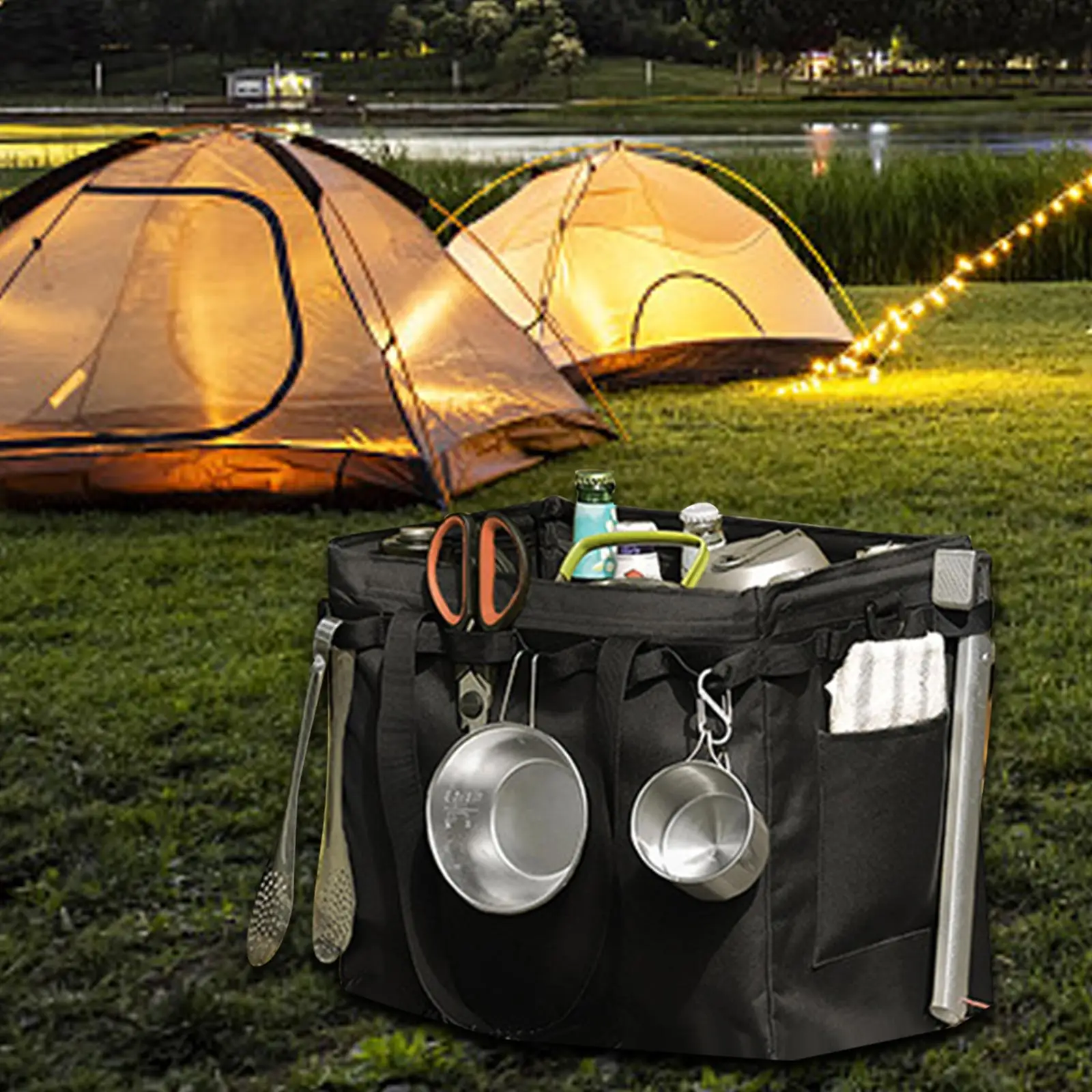 Outdoor Picnic Storage Bag Handbag Travel Garage Trunk Organizer Durable Black Practical Waterproof Large Capacity Multipurpose