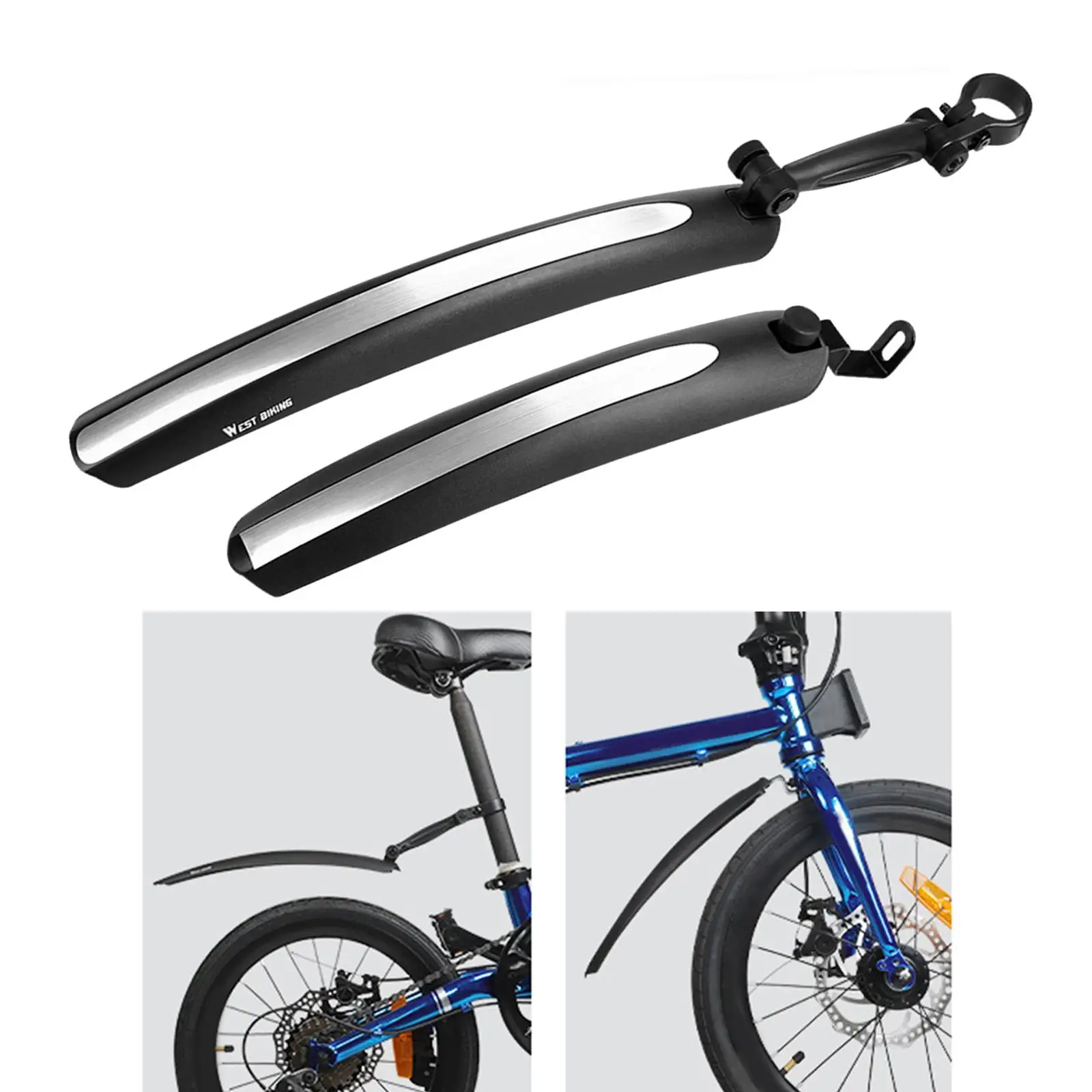 Road Bike Mudguard Set Adjustable Folding Bikes Quick Release Black Touring