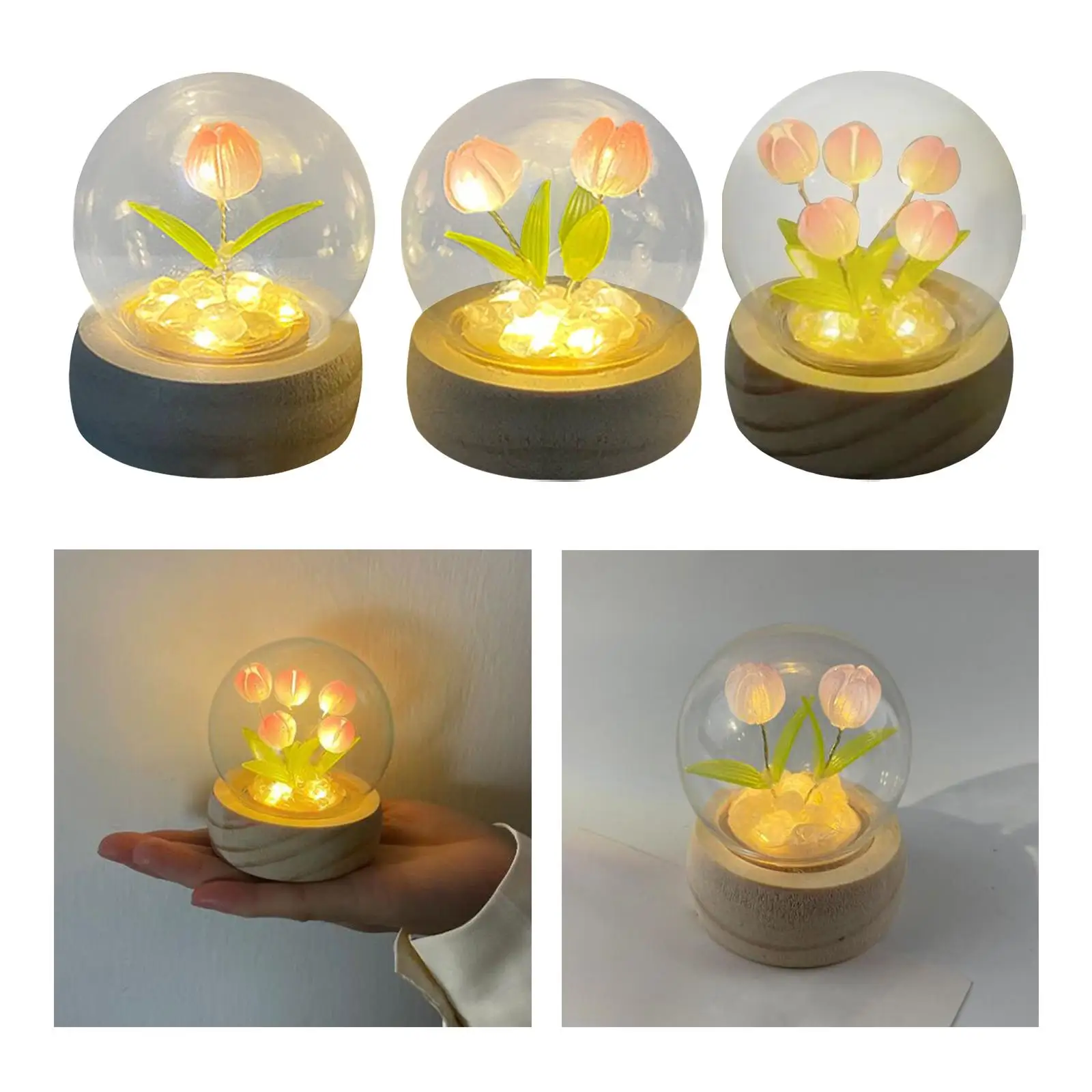 Handmade DIY Night Lamp Lighted Flowers Light Flowers Night Lamp Flower Lamp DIY Material for Table Living Room Decor