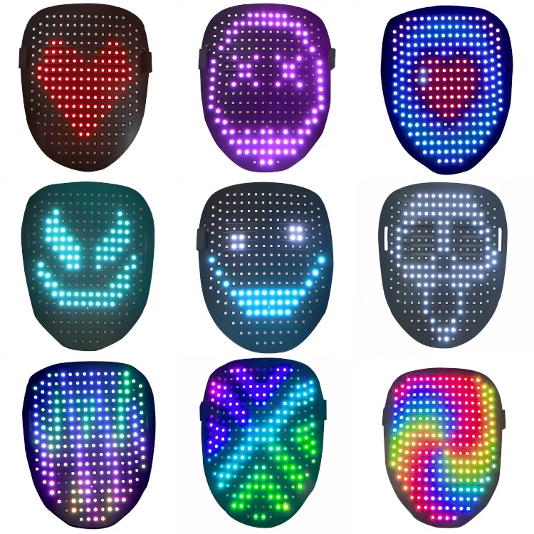 Description Picture 2 of item5PCS Halloween LED Mask Gesture Light Mask Party Light Mask Change Face Induction Party Performance Atmosphere Props
