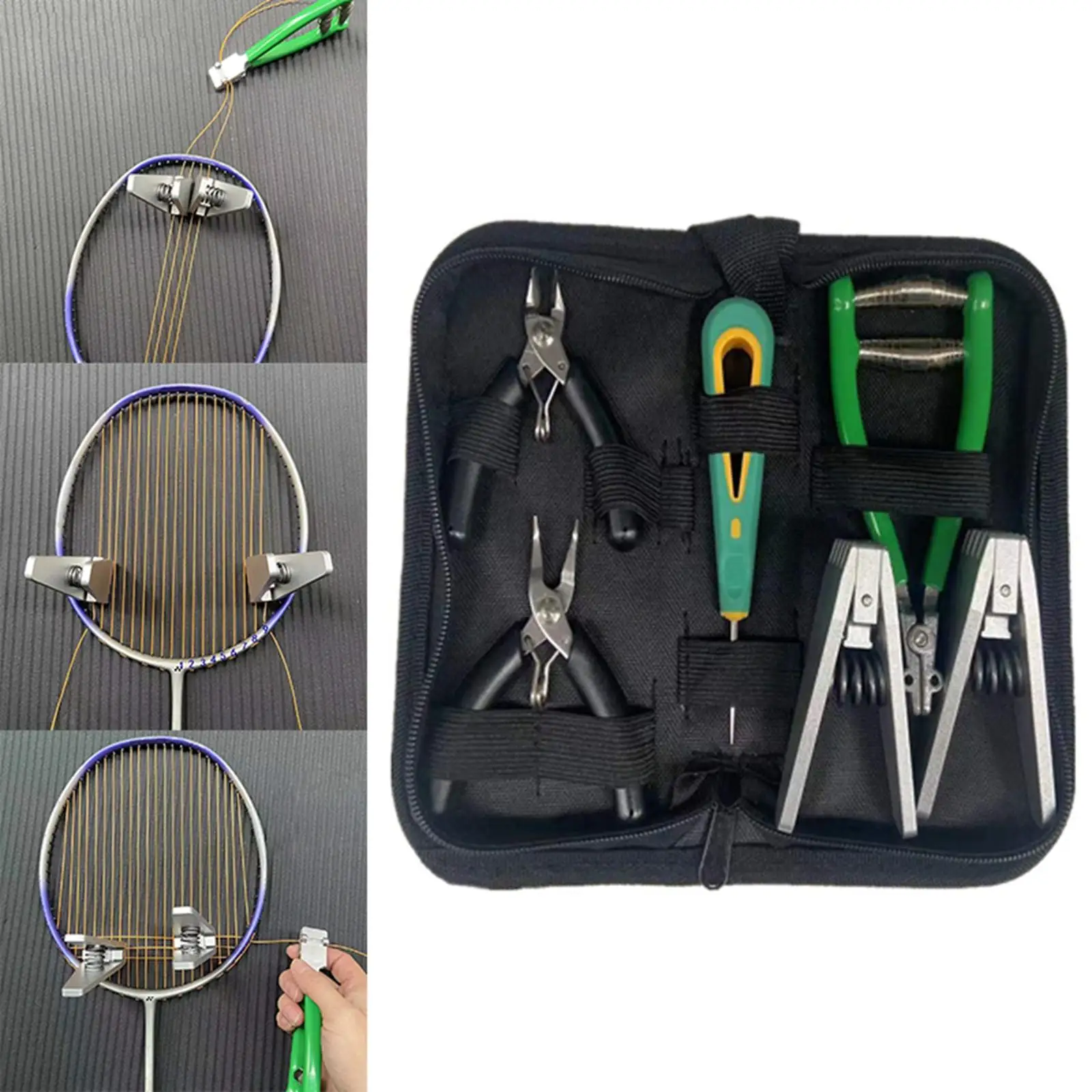 Starting Stringing Clamp Tool Badminton Squash Tennis Racket Storage Bag