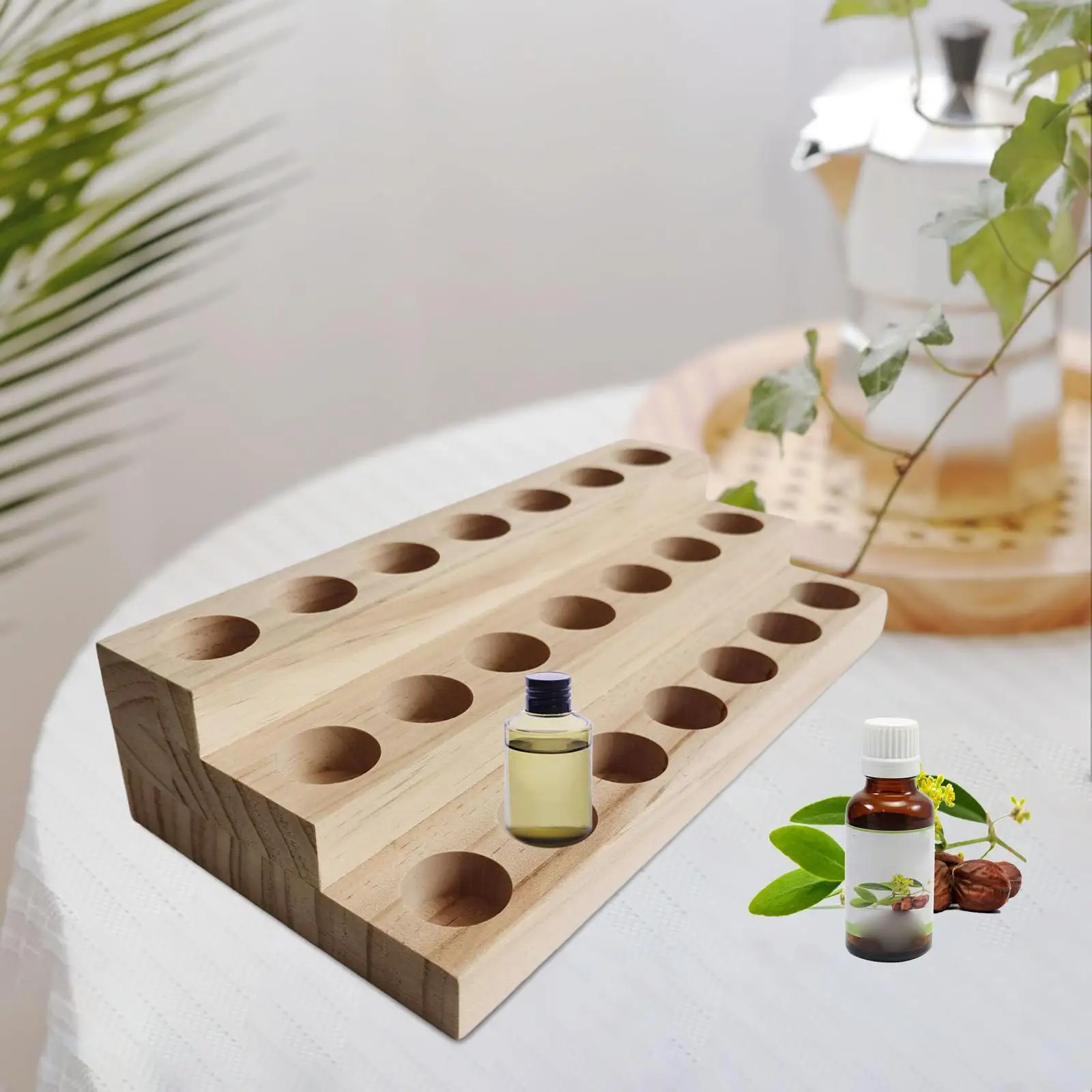 Wooden Essential Oil Storage Rack 3 Tiers Makeup Shelf for 10ml Bottles Home