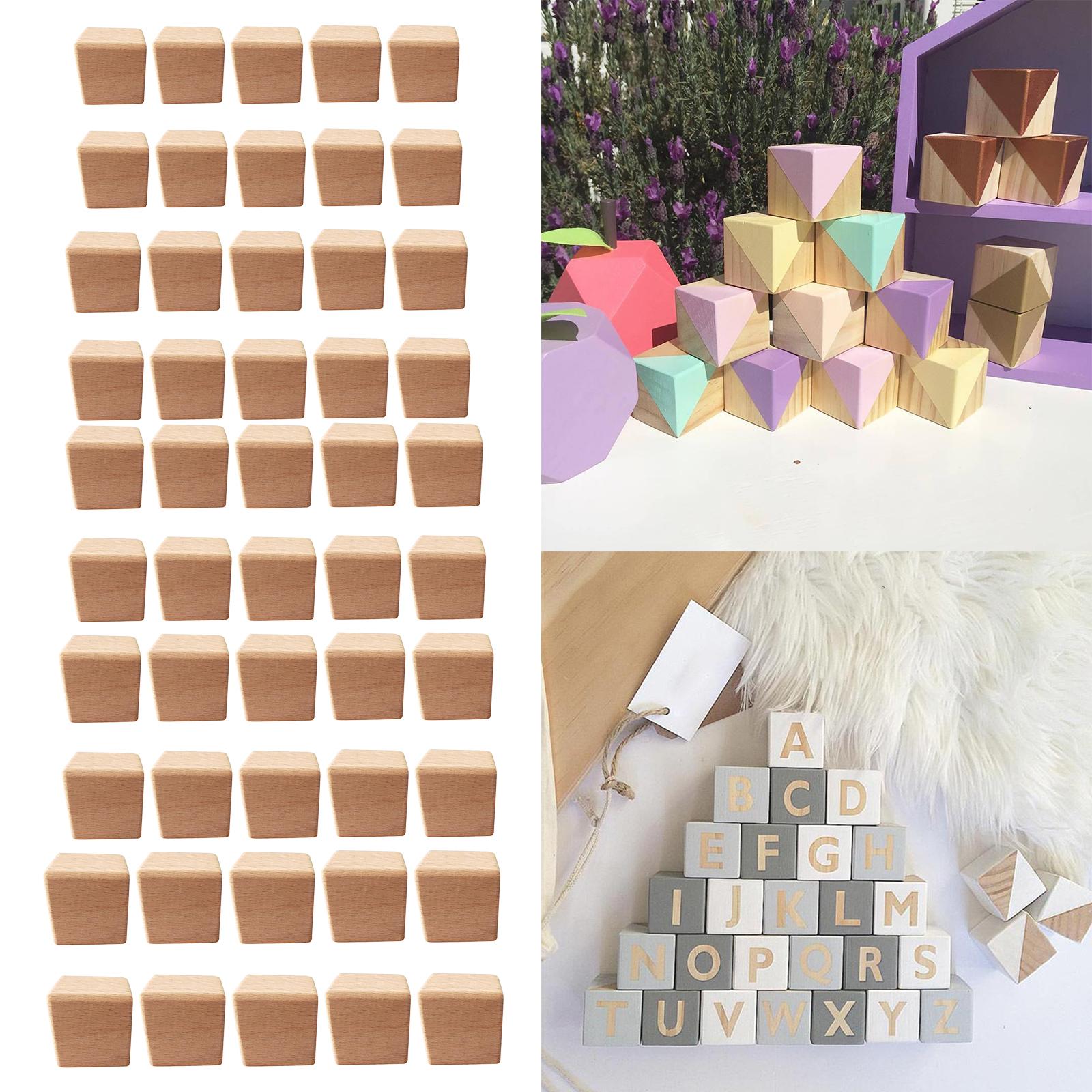 10Pcs DIY Unfinished Unpainted Wooden Square Blocks Cubes Embellishment for Crafts DIY Wood Hobby Modelling Making