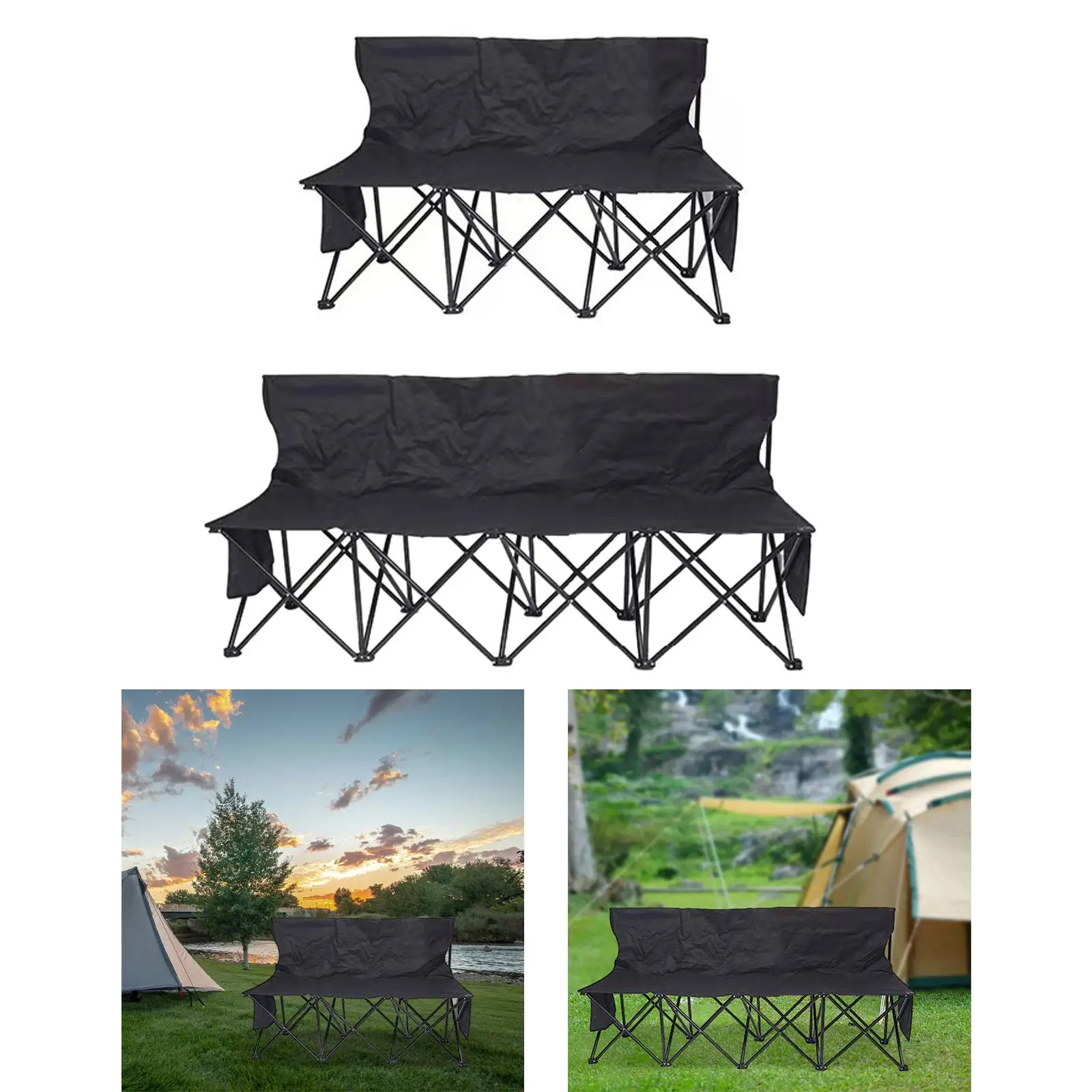 Folding Bench Chair for Adults Multi Person Portable Sideline Bench Foldable for Lawn Events Backyard Soccer Football Camping