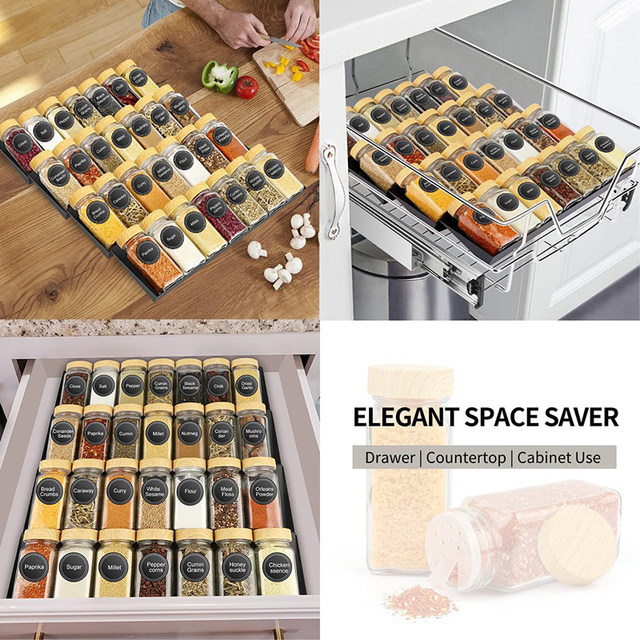 Organizador de cajones de especias de 4 niveles, estante acrílico para  condimentos, botellas, tarros, almacenamiento debajo del escritorio,  bandeja oculta, suministros de cocina - AliExpress