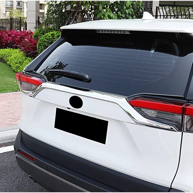 For Toyota RAV4 RAV 4 XA50 2019-2022 ABS black Rear door Upper Trunk Lid Cover  Trim Carbon Fiber Tailgate Boot Protection Strip