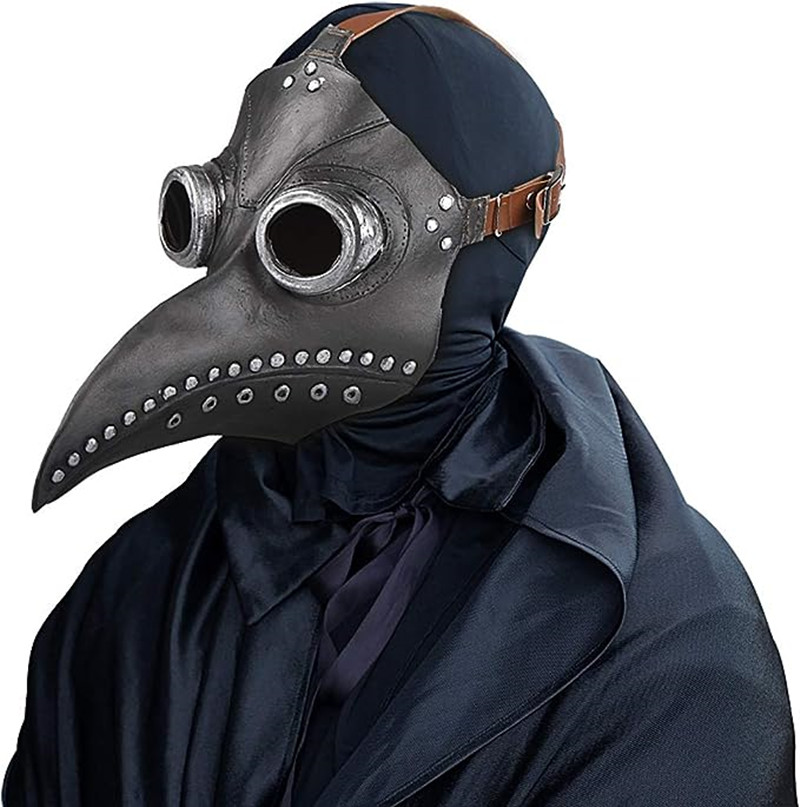 Pest Arzt Maske Halloween schwarz Gummi Arzt Maske Kostüm Steampunk Vogel Schnabel Latex Maske für Kinder und Erwachsene Cosplay Requisiten – Detail 1