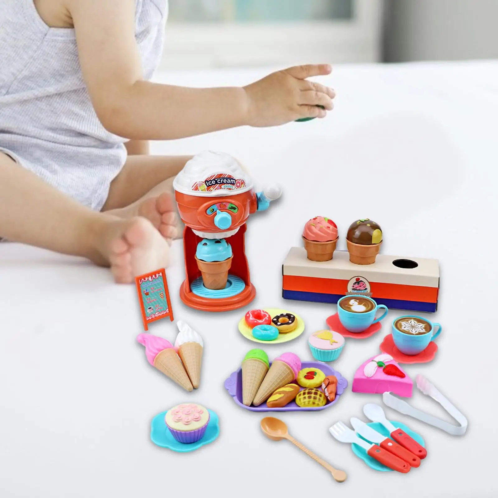 38x Ice Cream Toy Set Ice Cream Maker Machine Toy 3 4 5 6 Years Old