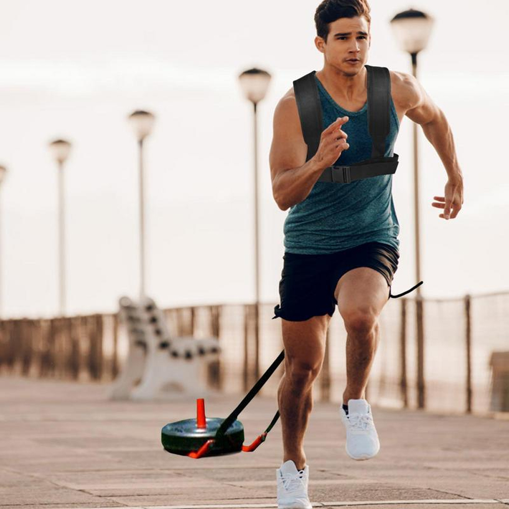 Sled Harness, Tire Pulling With Pull Resistance Training, Adjustable Padded Shoulder Strap Harness Trainer_voghion.com