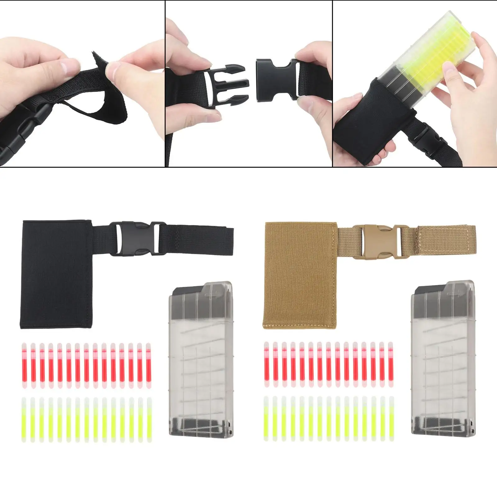 Tactical Marking Light Dispenser Bright Signal Sticks Pouch Hanger Belt Mounted Fluorescent Label for Emergency Survival Hiking